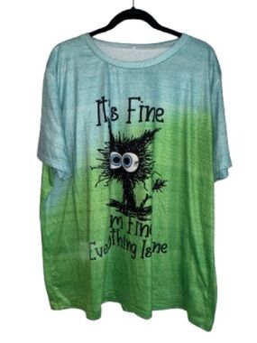 MGradient Green & Blue Graphic Tee - "It's Fine"